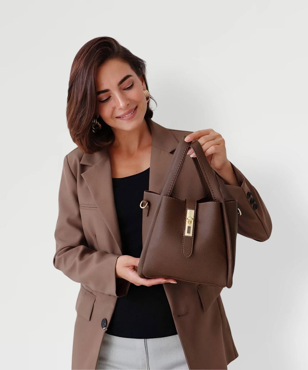 Kenia - Bolso de Hombro de Cuero con Bolsillo Interior