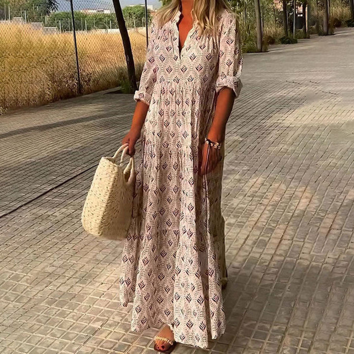 Kadence - Vestido Boho Estampado de Manga Larga