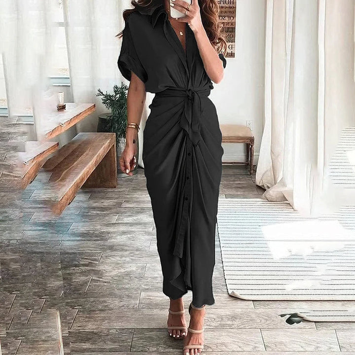 Karima - Vestido de Manga Corta con Cuello