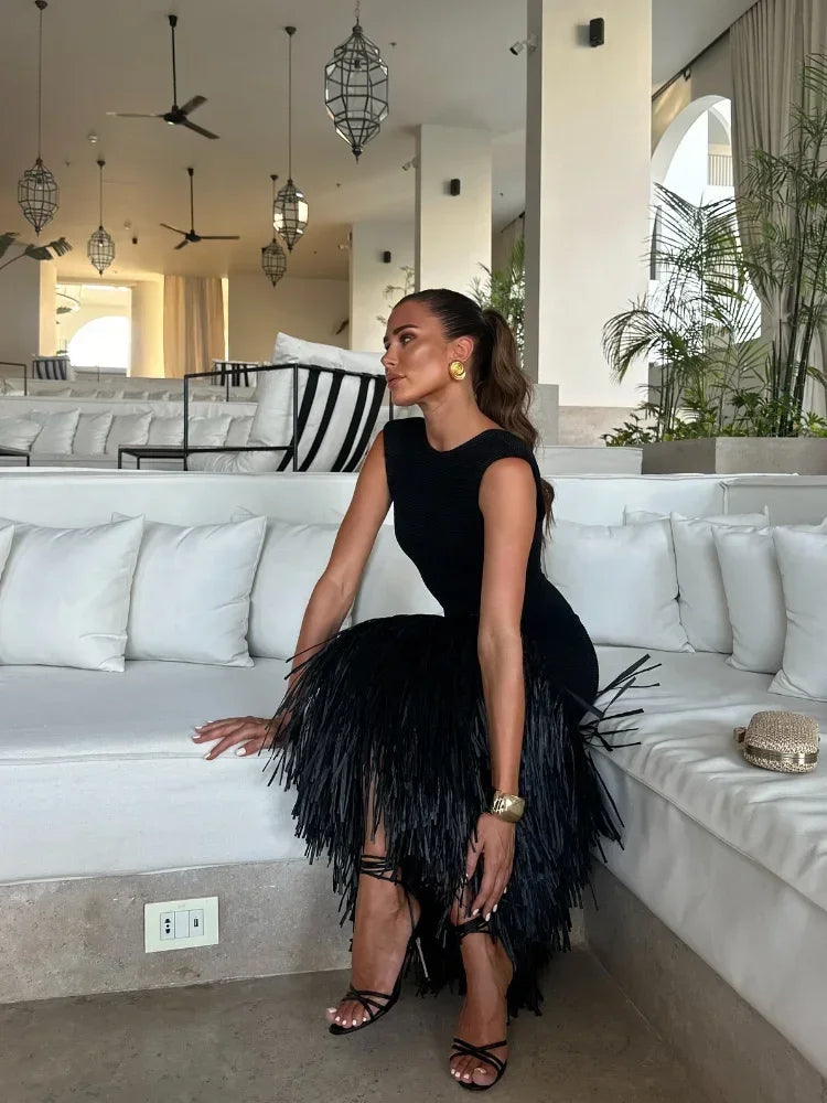 Ana - Vestido Largo Con Flecos