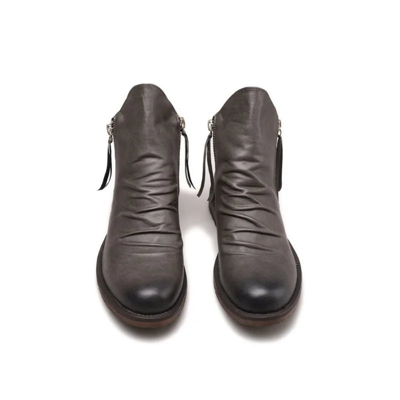 Antonio - Elegantes Botas de Piel con cierre de Cremallera