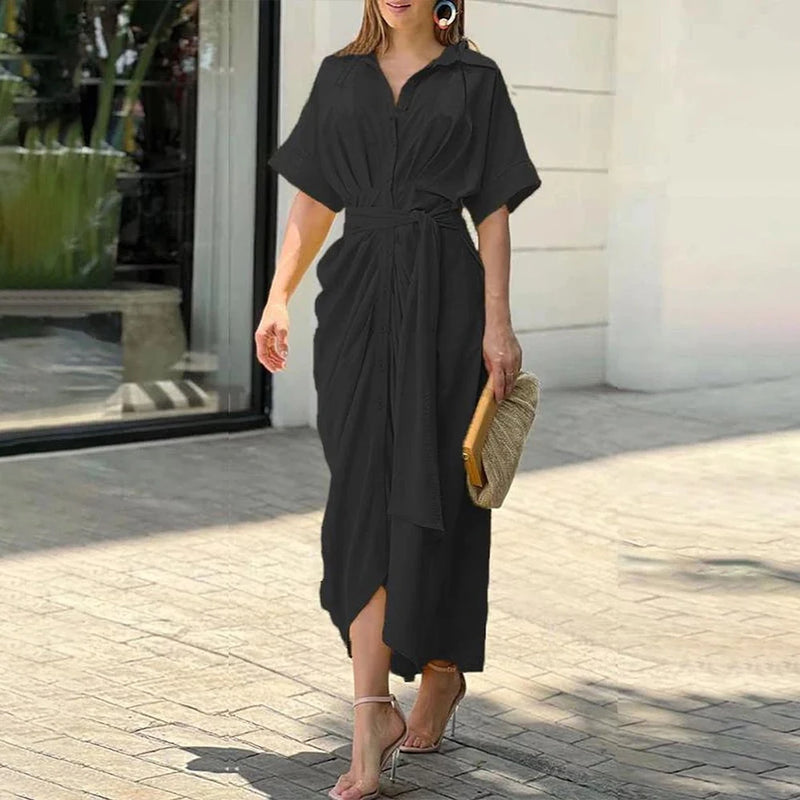 Karima - Vestido de Manga Corta con Cuello