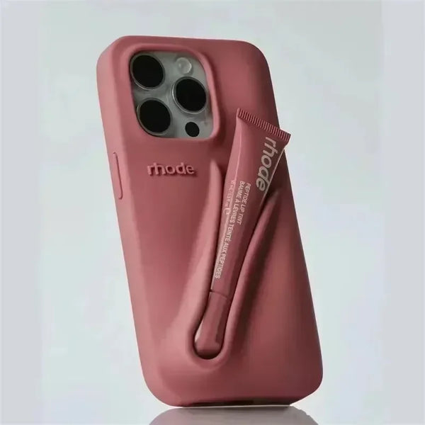 LuxeLoop - Funda de Silicona Para iPhone con Soporte Para Pintalabios