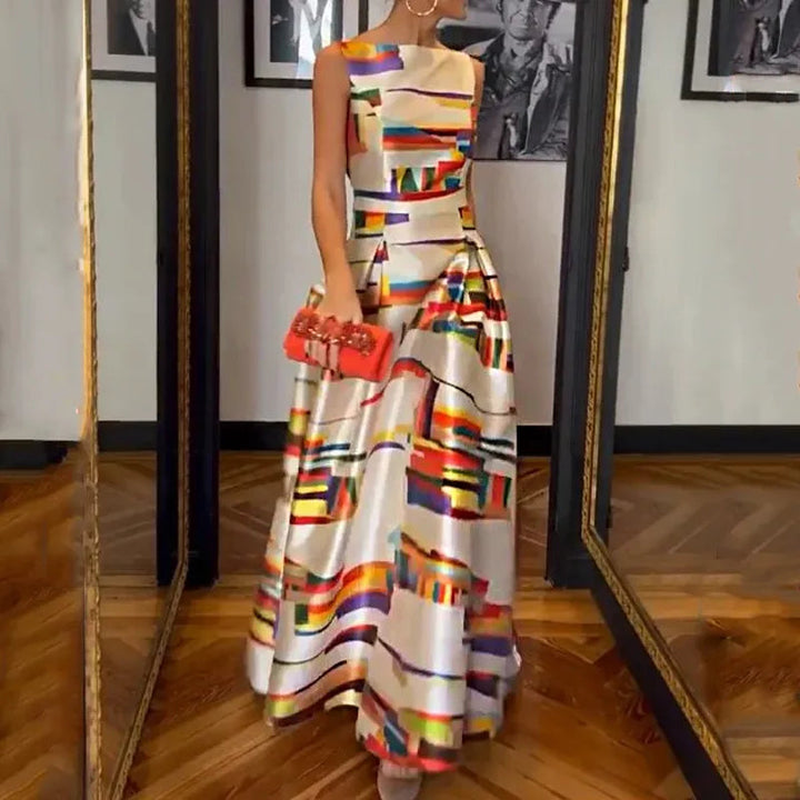 Vivien - Vestido Largo con Estampado Geométrico
