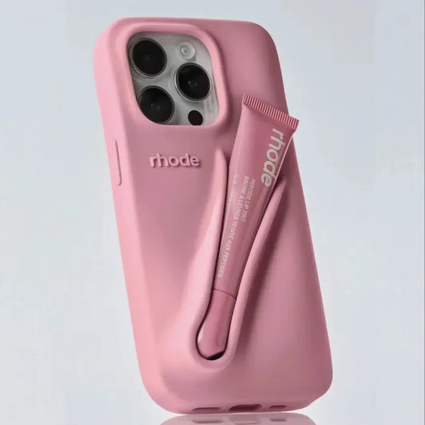 LuxeLoop - Funda de Silicona Para iPhone con Soporte Para Pintalabios