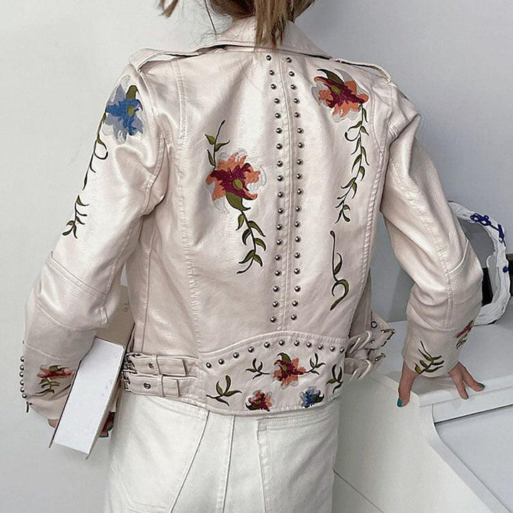 Kymber - Chaqueta de Cuero con Estampado Floral