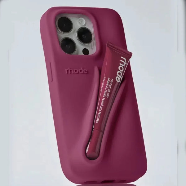 LuxeLoop - Funda de Silicona Para iPhone con Soporte Para Pintalabios