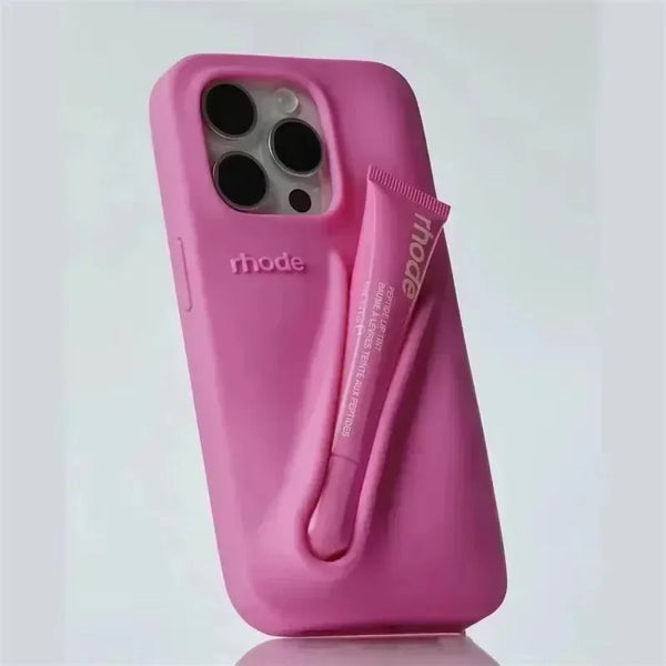 LuxeLoop - Funda de Silicona Para iPhone con Soporte Para Pintalabios