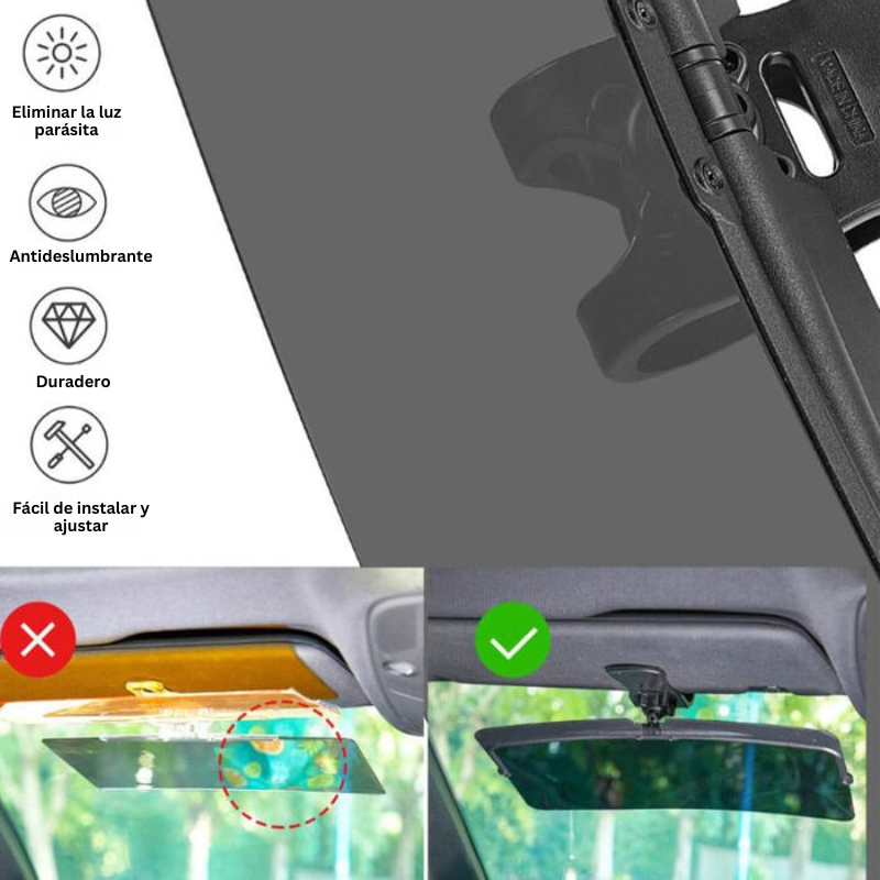 VisionClear - Parasol Universal Para Coche Con Protección Antideslumbrante Polarizada