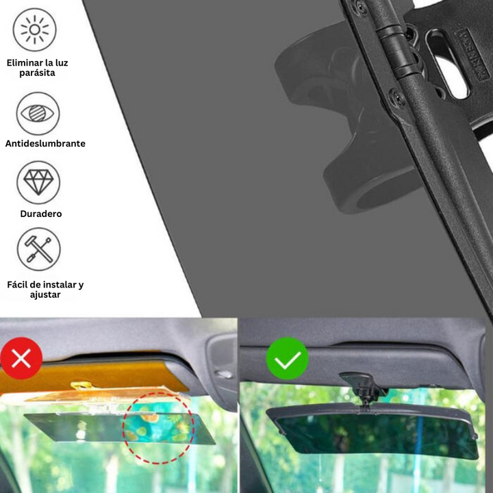 VisionClear - Parasol Universal Para Coche Con Protección Antideslumbrante Polarizada