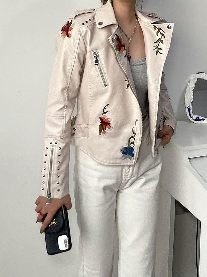 Kymber - Chaqueta de Cuero con Estampado Floral