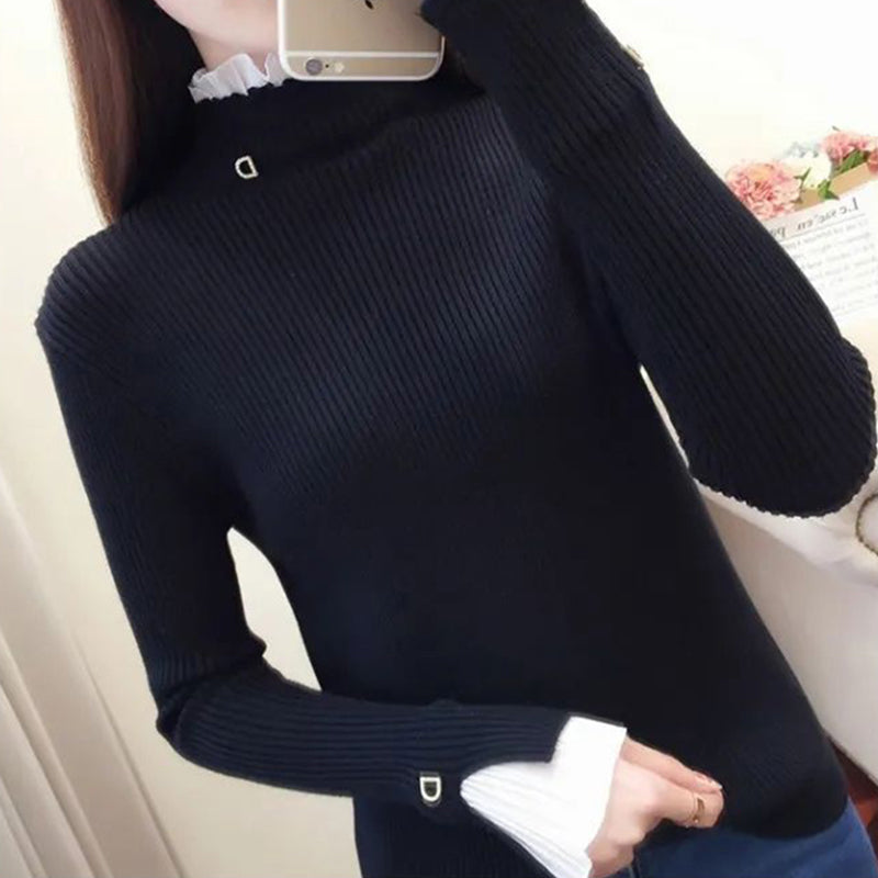 Leta - Elegante Jersey de Cuello Alto