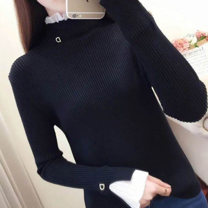 Leta - Elegante Jersey de Cuello Alto