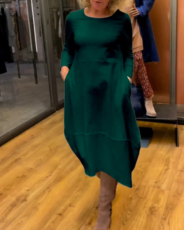 Cla - Vestido Midi Negro Con Bolsillos