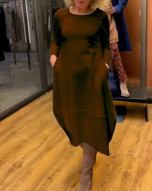 Cla - Vestido Midi Negro Con Bolsillos