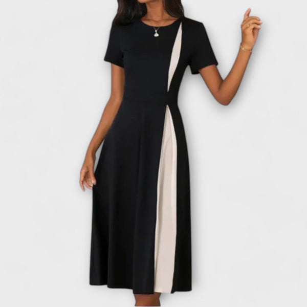 Elyse - Vestido Midi Blanco y Negro