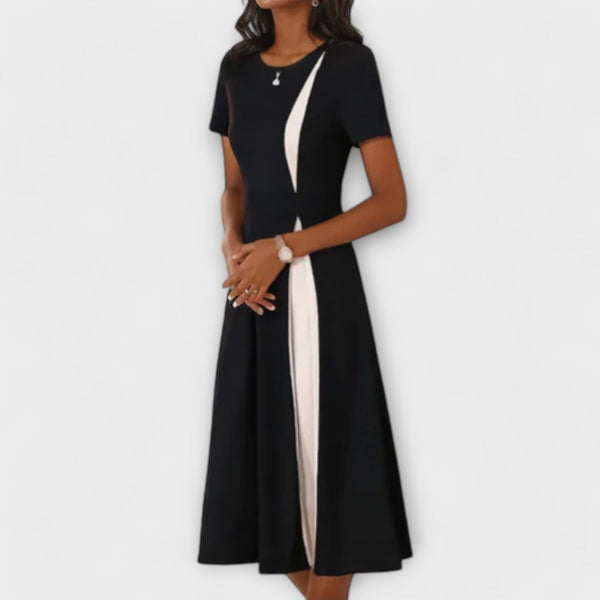 Elyse - Vestido Midi Blanco y Negro