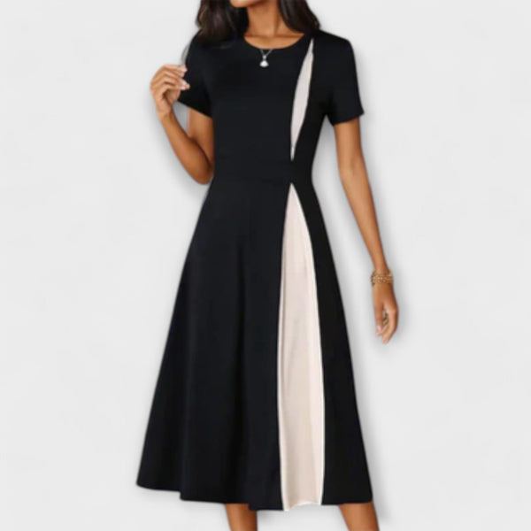 Elyse - Vestido Midi Blanco y Negro