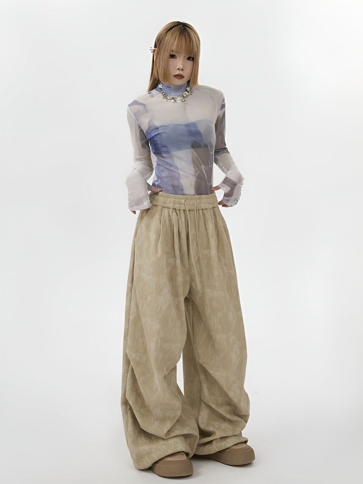 Natasia - Pantalones De Pierna Ancha y Cintura Elástica