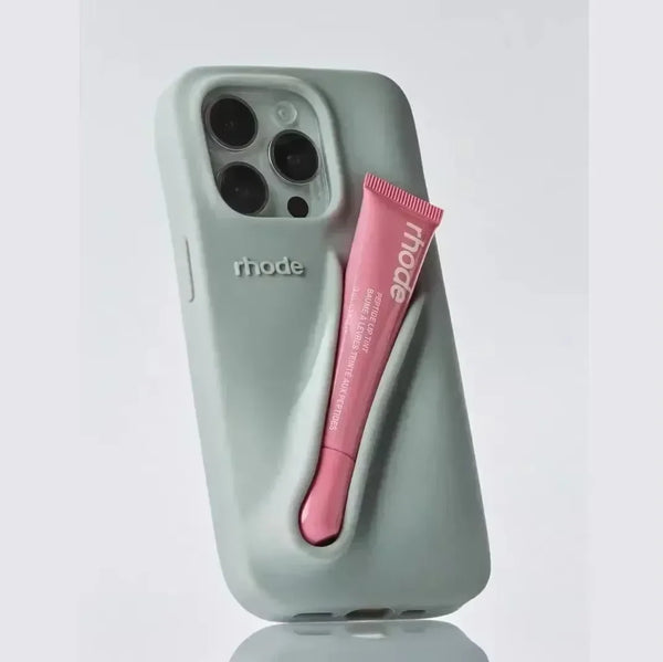 LuxeLoop - Funda de Silicona Para iPhone con Soporte Para Pintalabios