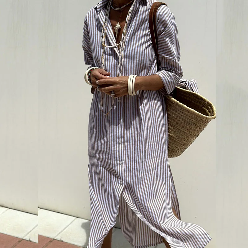 Niyara - Vestido Camisero a Rayas