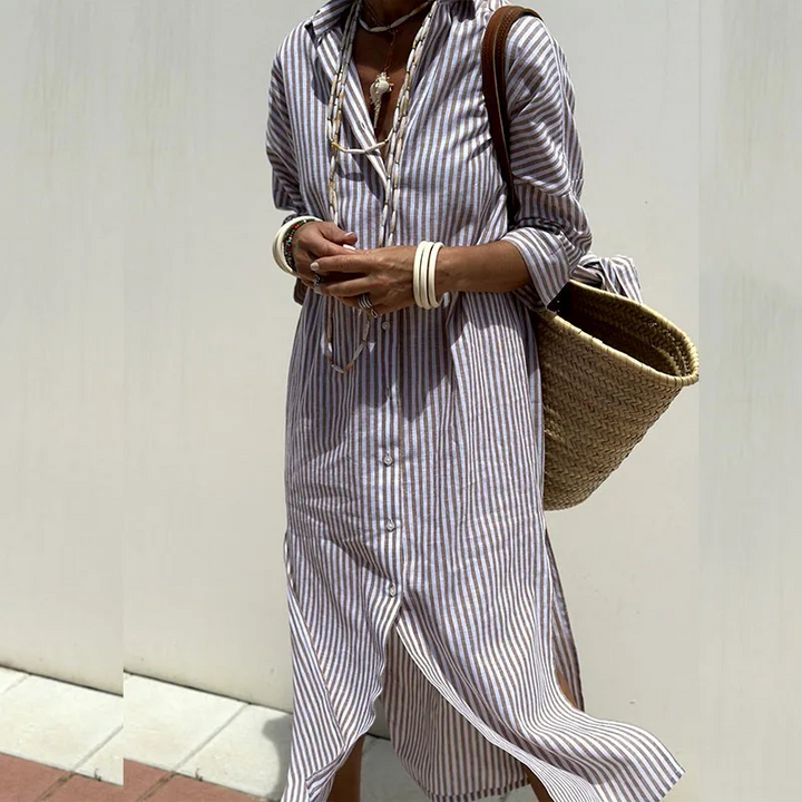 Niyara - Vestido Camisero a Rayas