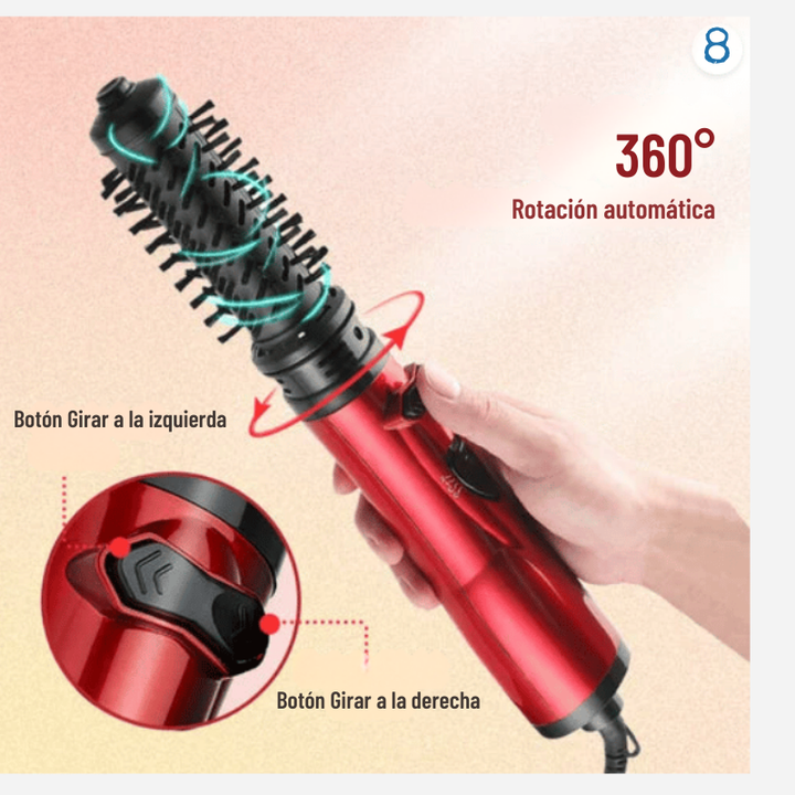 CurlFlow - Plancha de Aire Caliente y Secador Giratorio 2 en 1