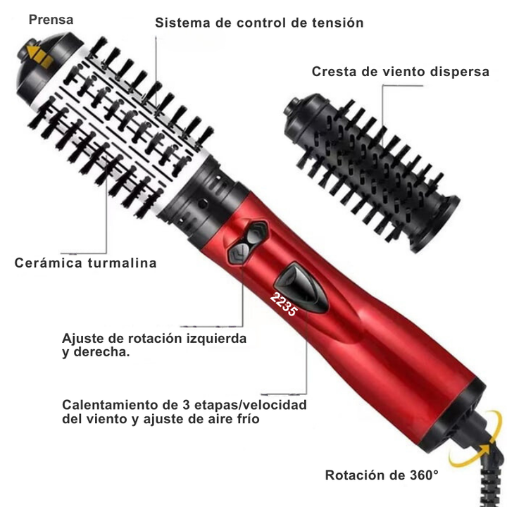 CurlFlow - Plancha de Aire Caliente y Secador Giratorio 2 en 1