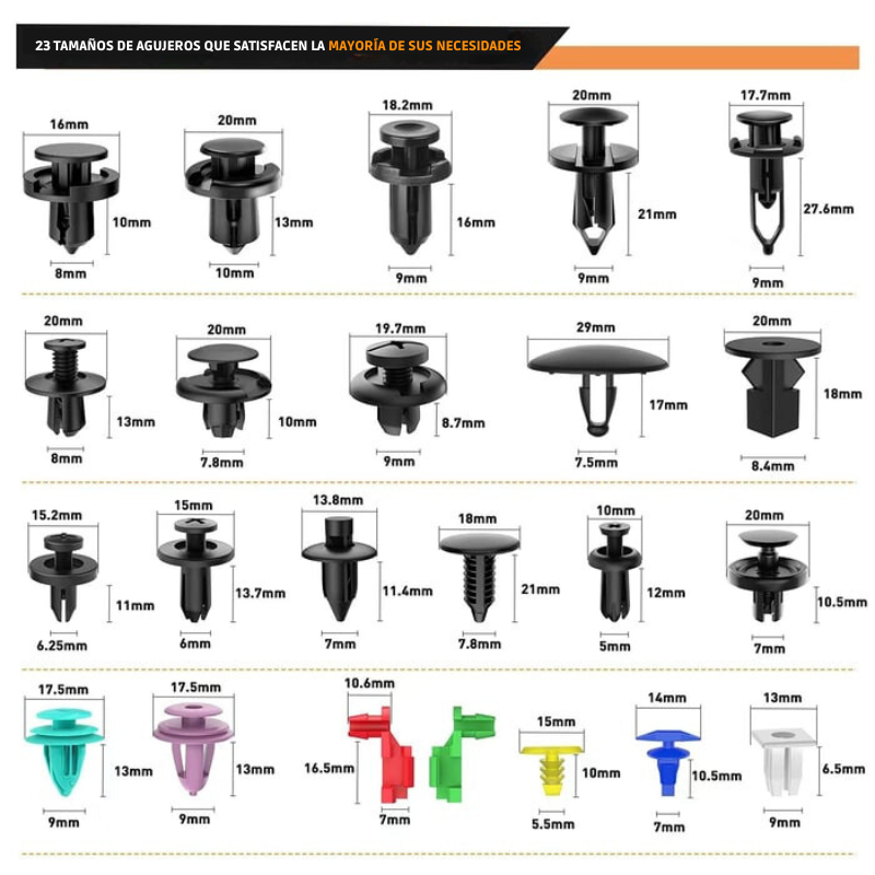 ClipMaster - 725 Piezas De Clips De Retención Para Coche y Removedor De Cierres