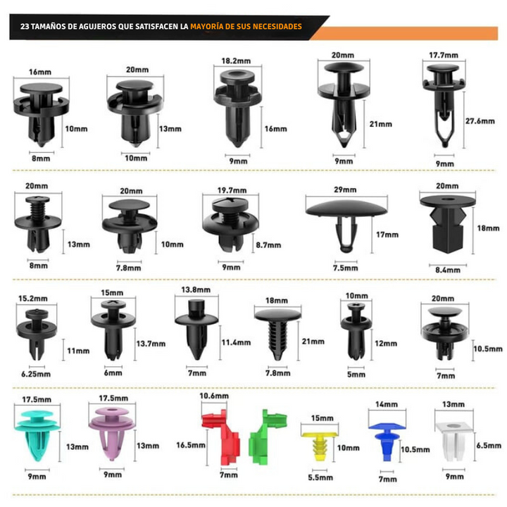 ClipMaster - 725 Piezas De Clips De Retención Para Coche y Removedor De Cierres