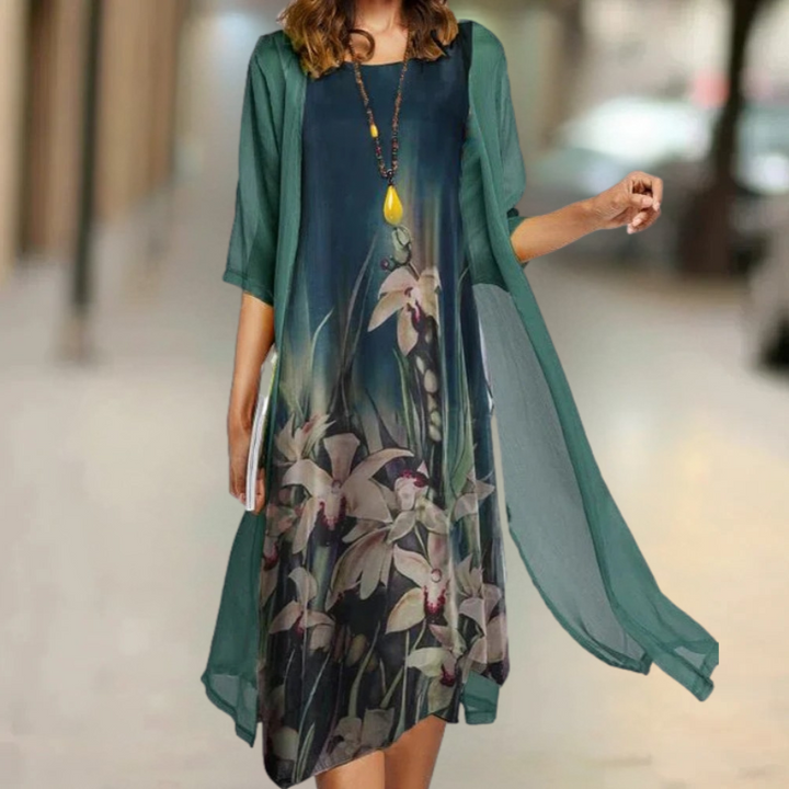 Nasira - Vestido Largo de Algodón con Cuello Alto