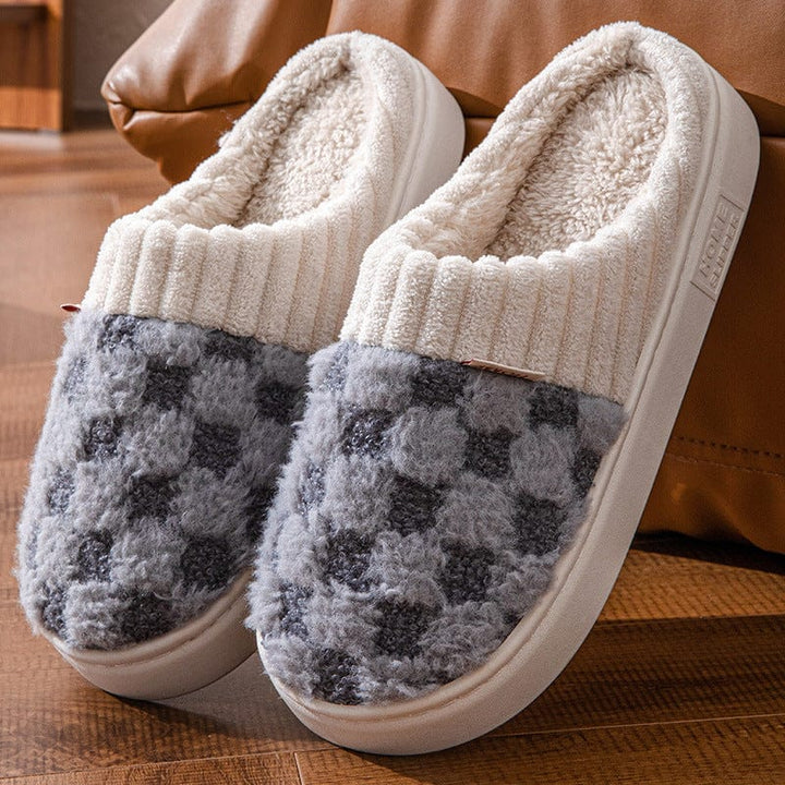 Yolan - Zapatillas de Casa Suaves a Cuadros