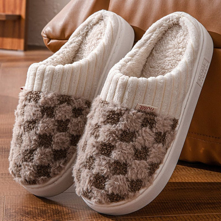 Yolan - Zapatillas de Casa Suaves a Cuadros