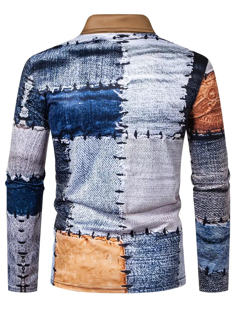 Zerem - Camisa de Manga Larga con Bloques de color y Cremallera