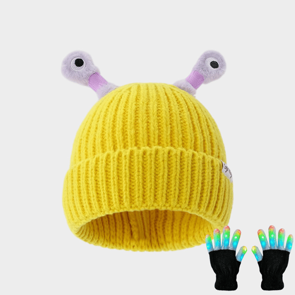 GlowTots - Gorro De Invierno Para Padres e Hijos de Un Simpático Monstruito Brillante