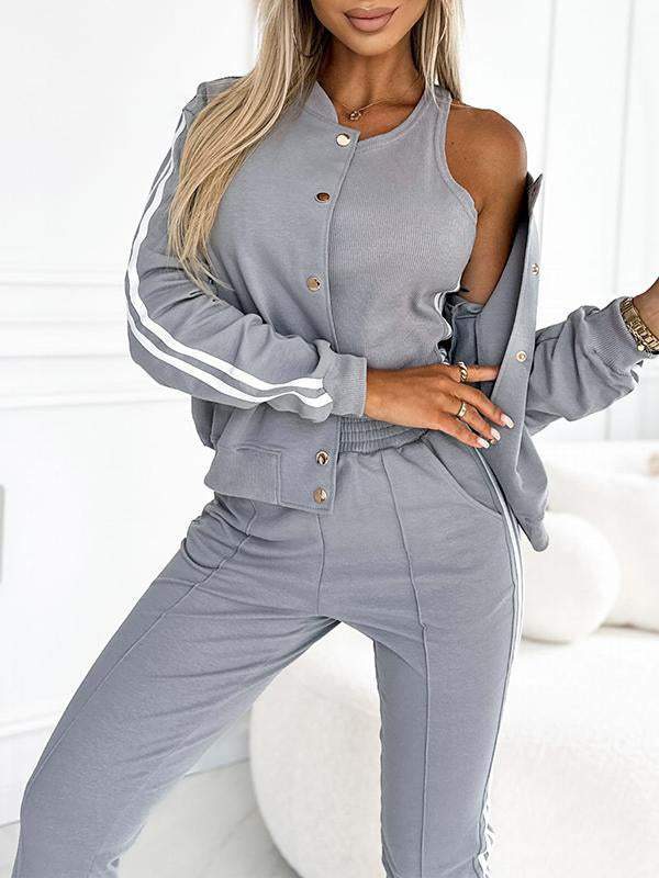 Kendra - Cuello Redondo Chaqueta Y Pantalón Juego de 3 Piezas