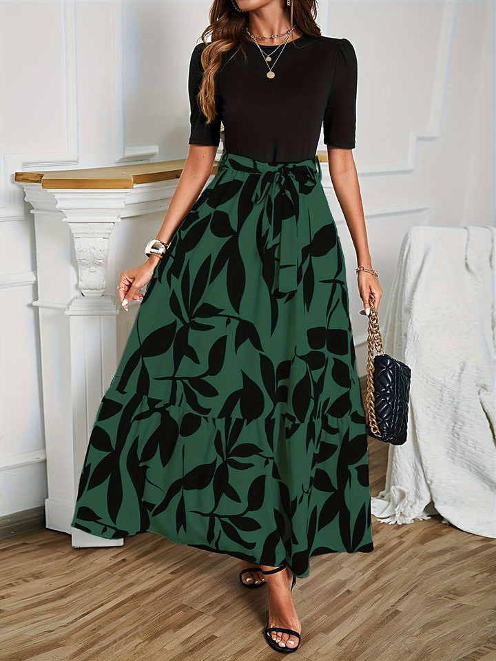 Nuray - Vestido Elegante de Manga Corta con Estampado Floral