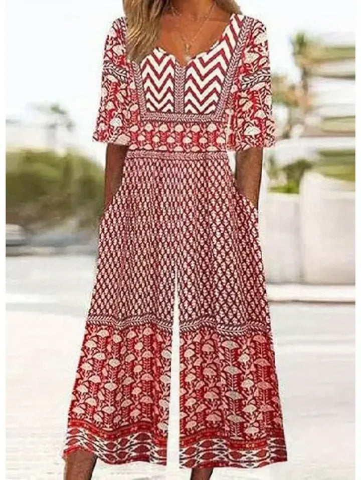 Nerina - Mono Vintage Boho Con Estampado Floral