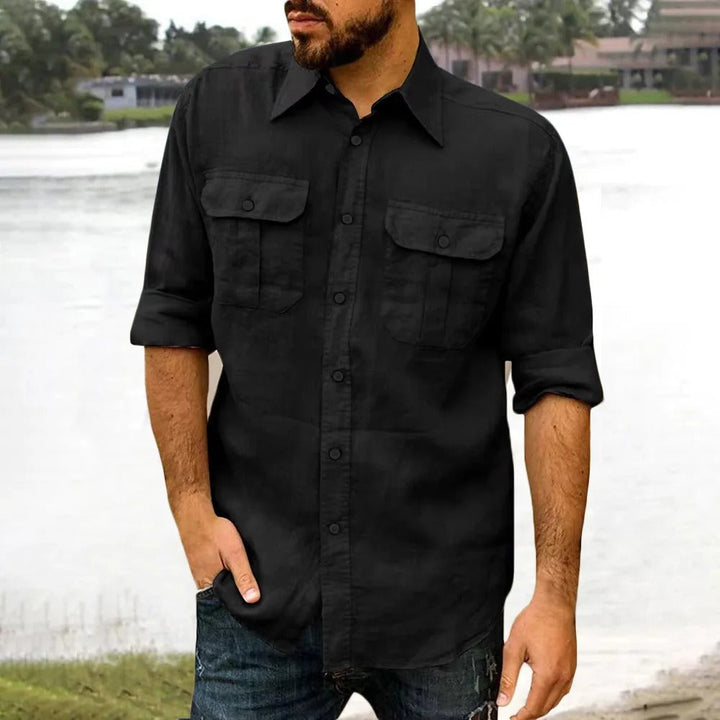 Yunus - Camisa de Manga Larga con Doble Bolsillo