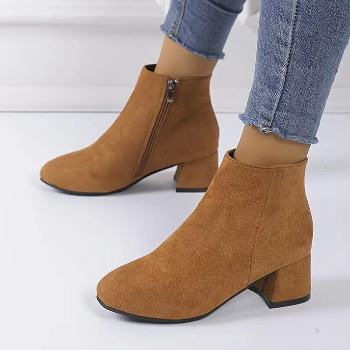 Fanya - Botines de Tacón Cuadrado Chic