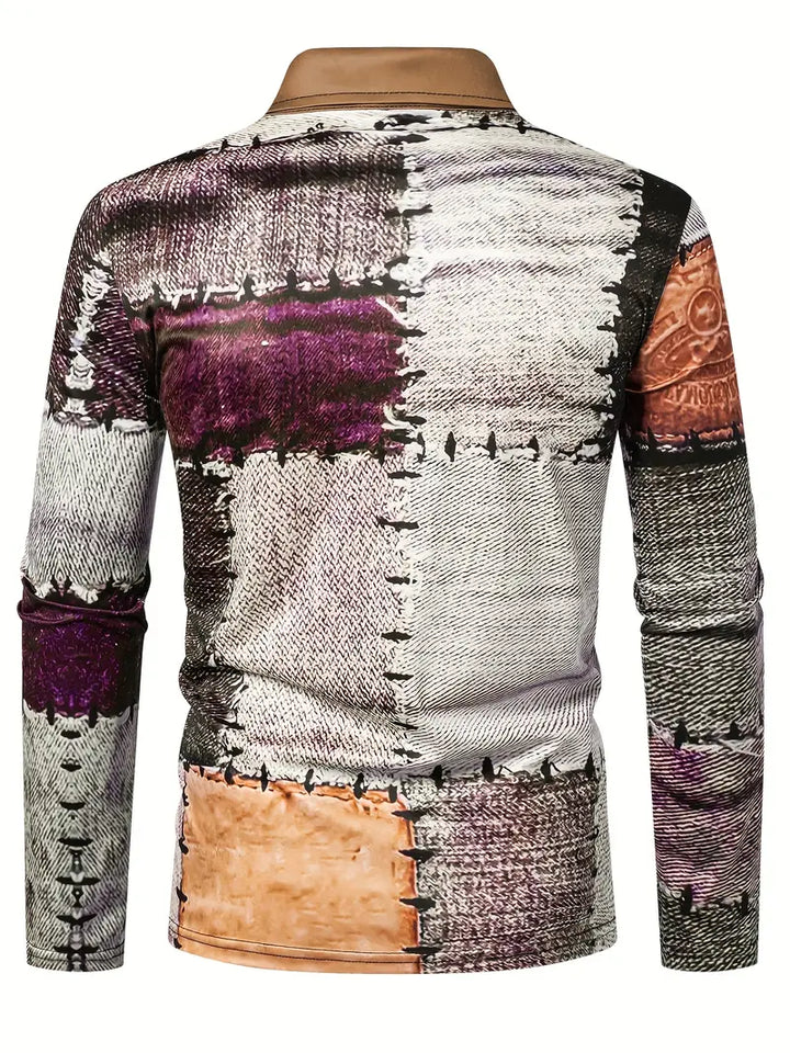 Zerem - Camisa de Manga Larga con Bloques de color y Cremallera