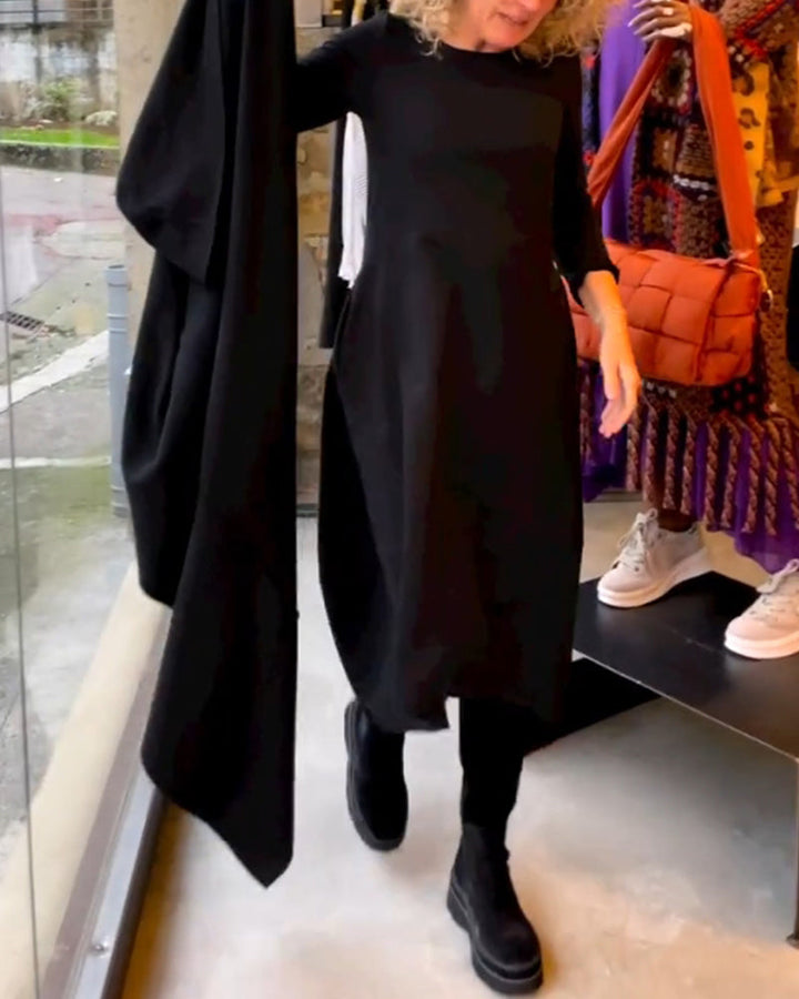Cla - Vestido Midi Negro Con Bolsillos