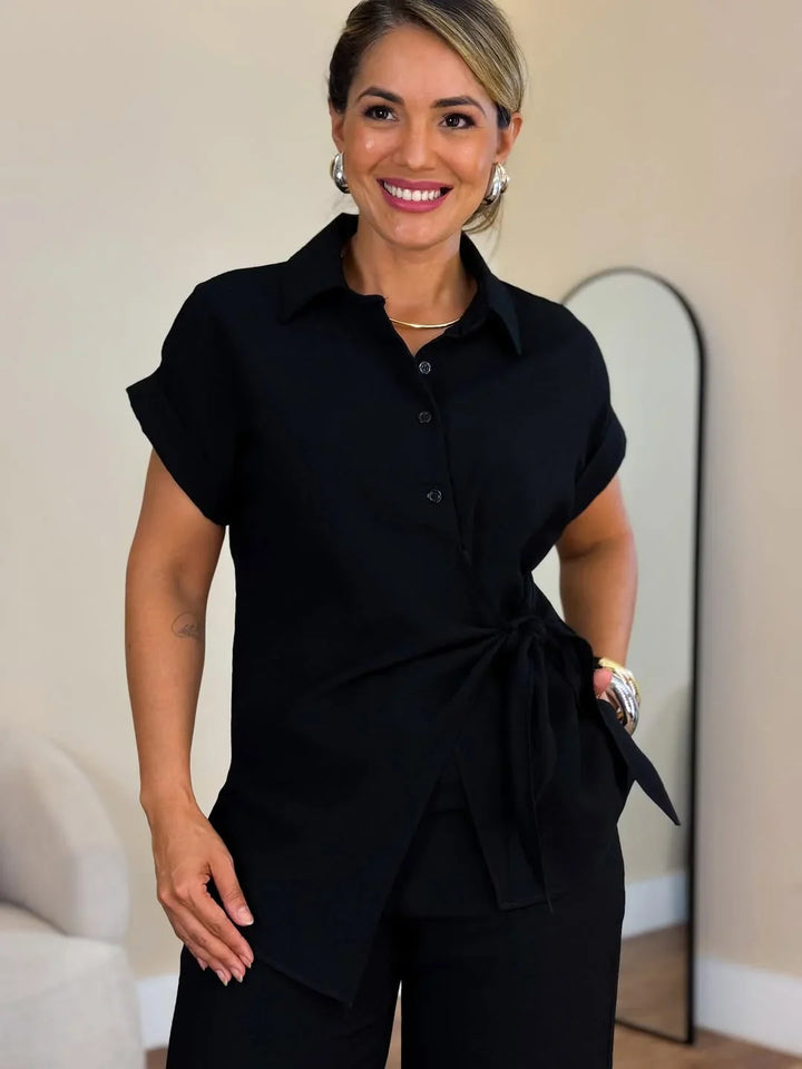 Lorie - Elegante Conjunto De Dos Piezas Con Lazo Delantero