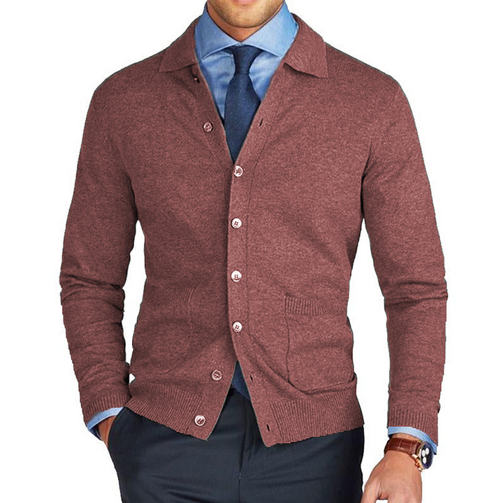 Benny - Chaqueta de Punto Con Bolsillo y Solapa Clásica