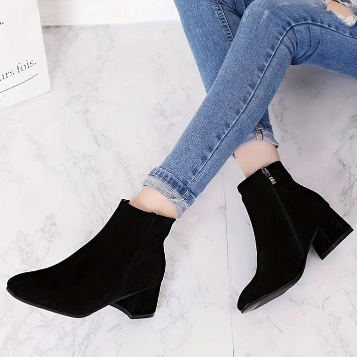 Fanya - Botines de Tacón Cuadrado Chic