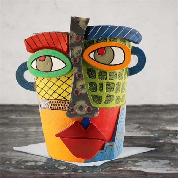 ArteVase - Macetero De Cara De Belleza Abstracta Hecho a Mano