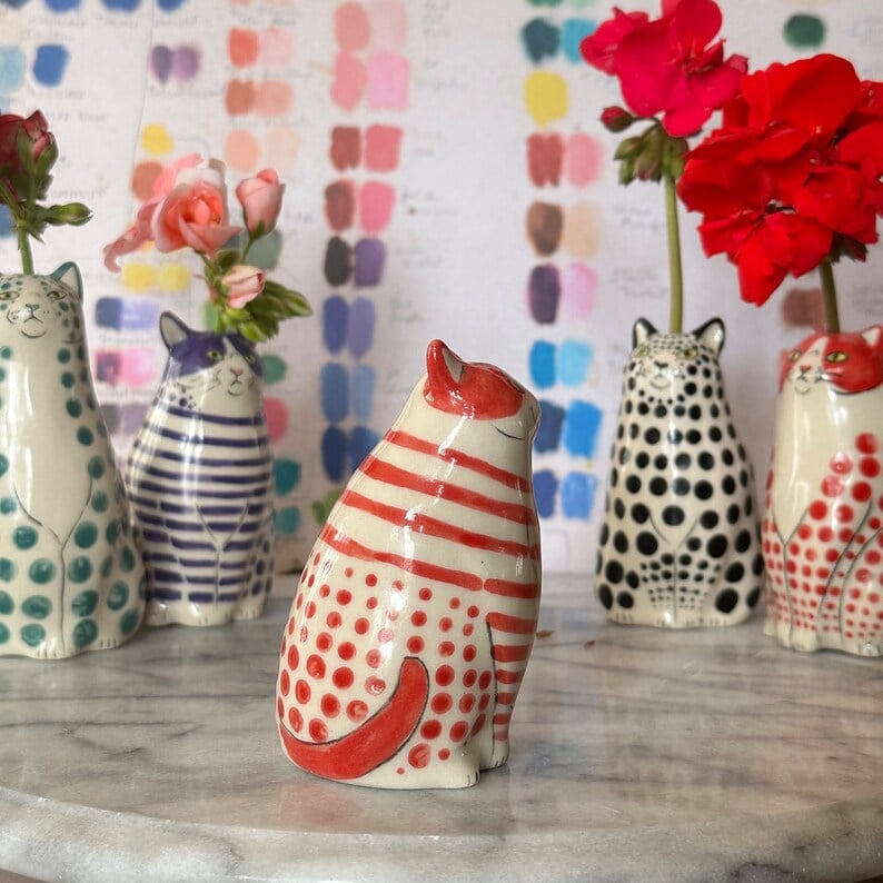 CatCraze - Colección de Jarrones con Gatos Pintados a Mano