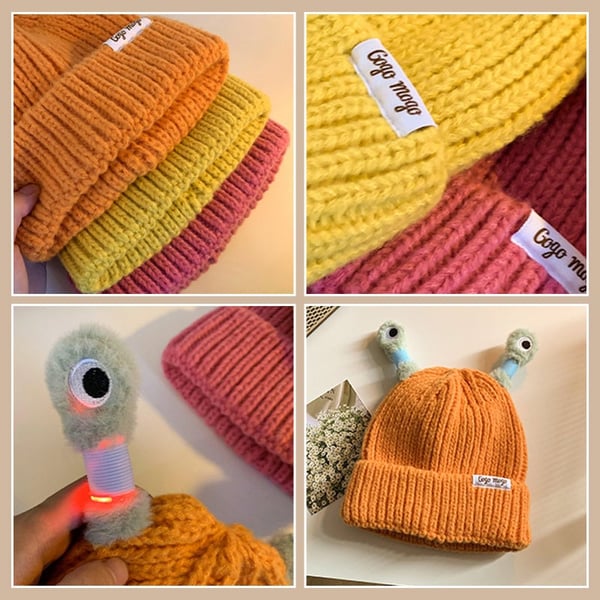 GlowTots - Gorro De Invierno Para Padres e Hijos de Un Simpático Monstruito Brillante