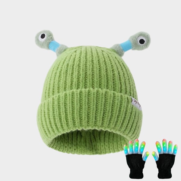 GlowTots - Gorro De Invierno Para Padres e Hijos de Un Simpático Monstruito Brillante