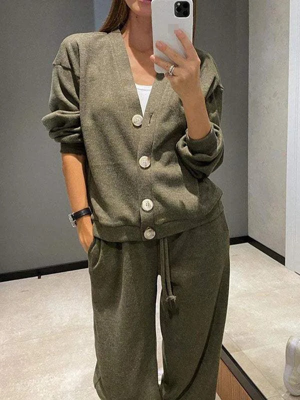 Anisa - Conjunto De Dos Piezas Cardigan Top Lace Up